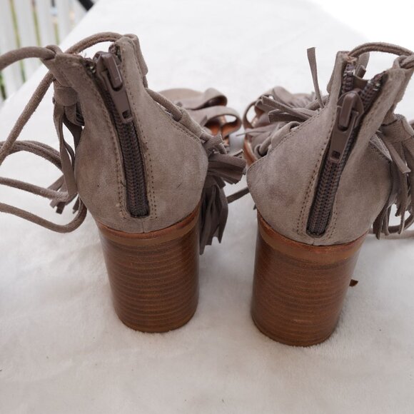 Jeffrey Campbell Linares Suede Lace Up Tassel Sandal Heels 9 - Picture 3 of 10